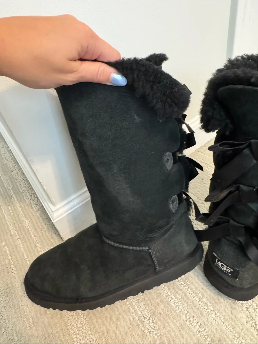 UGG Black Suede Shearling-Lined Tall Women's Winter Boots
